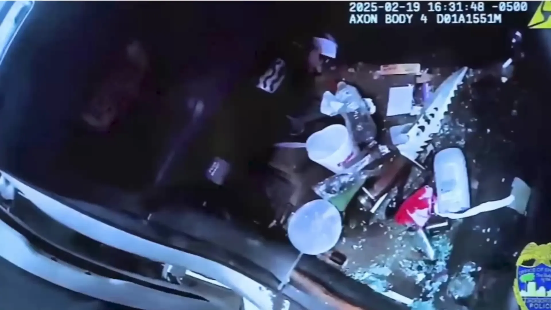 Image of the large serrated knife found in the vehicle