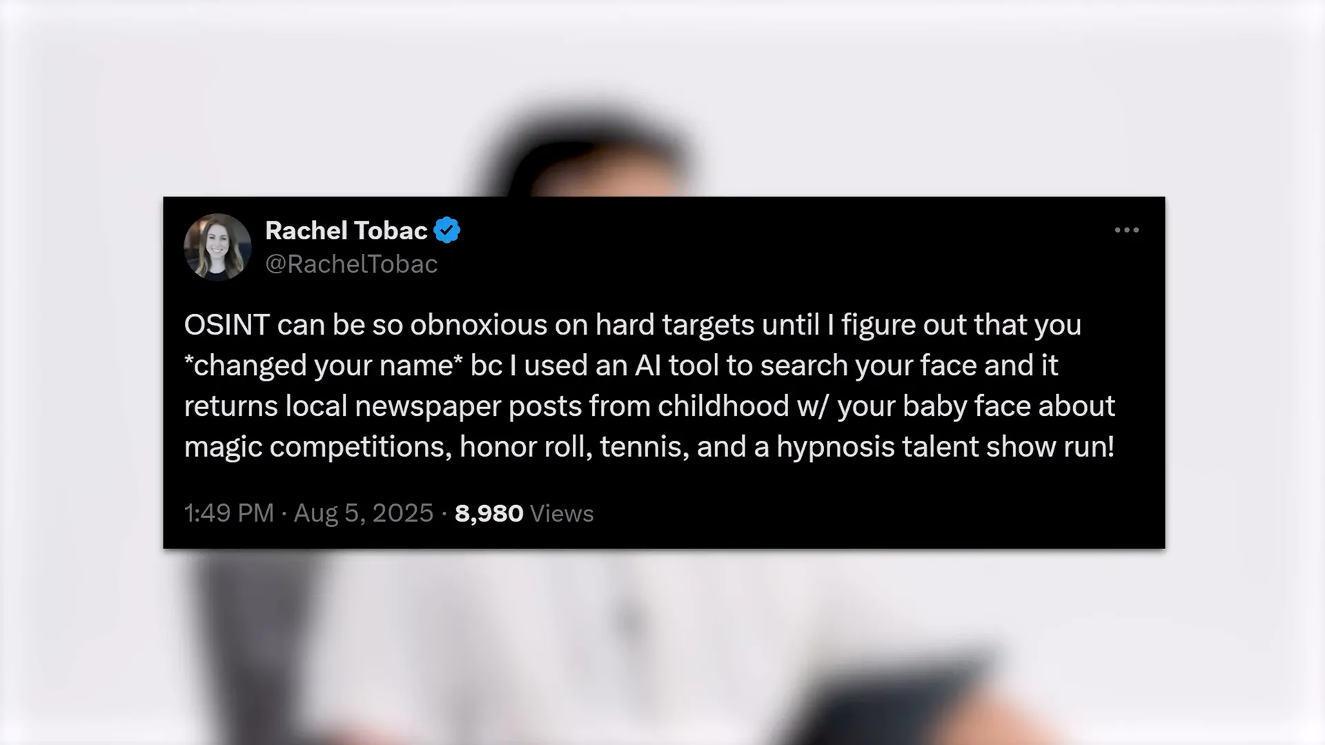 AI reverse-image OSINT example tweet