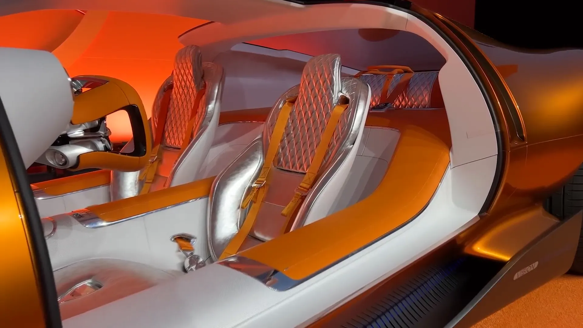 Vision One-Eleven futuristic interior with silver accents and pixelated dashboard