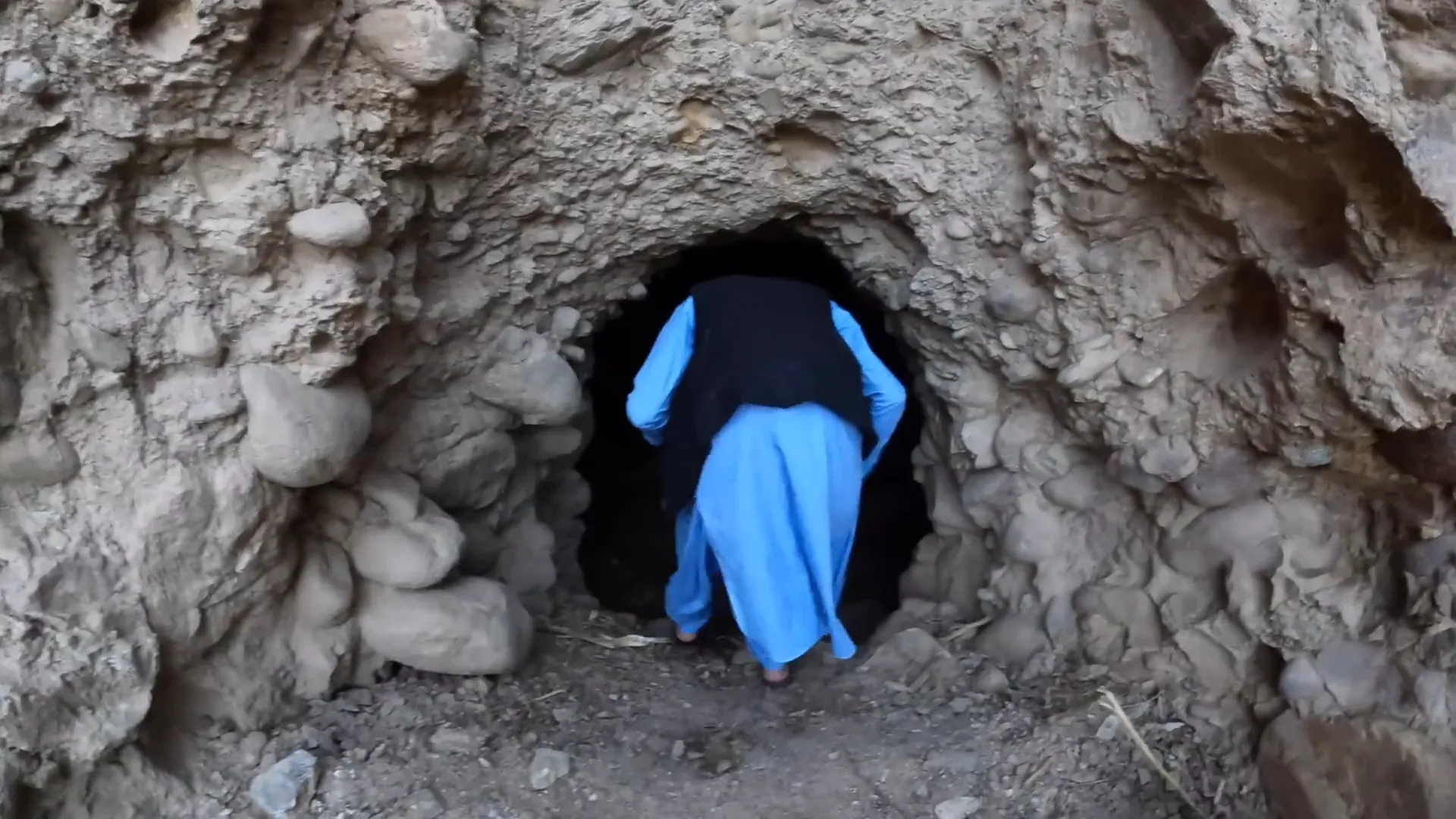 Interior of one of Tora Bora's caves, cool and shaded