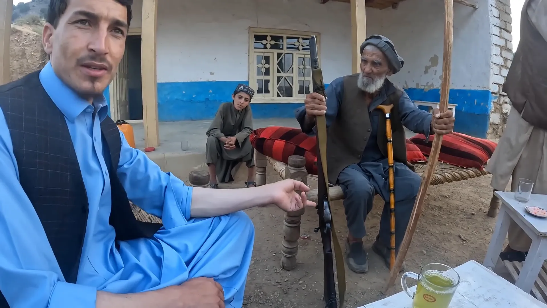 Local veteran showing an old rifle purchased during the Soviet era