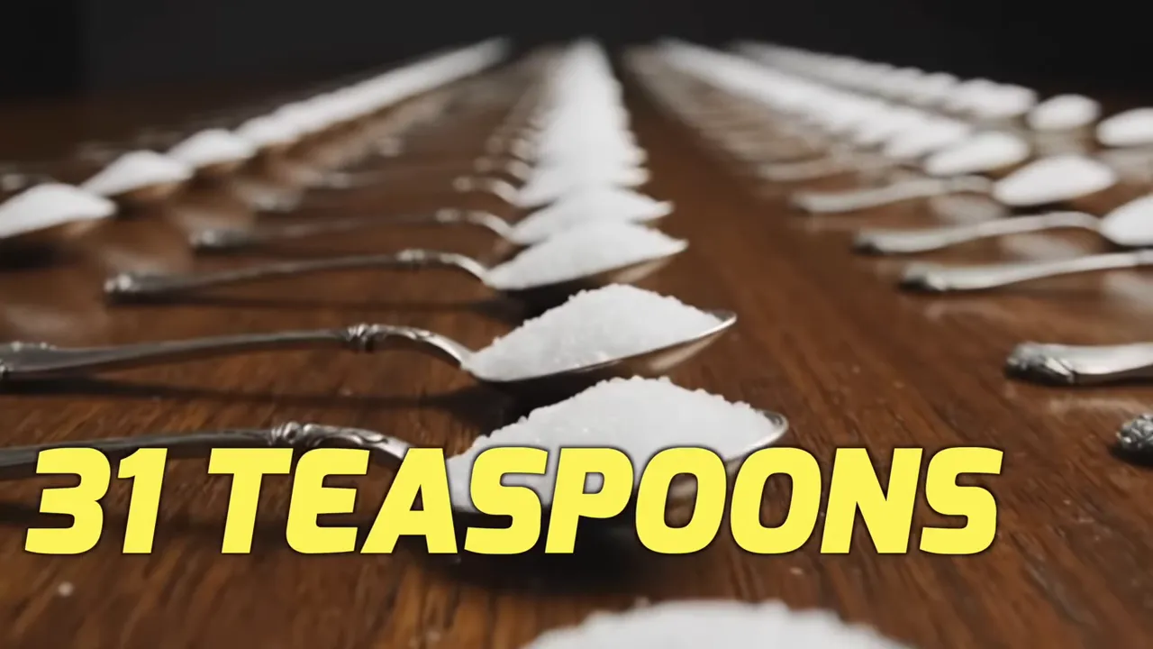 Graphic showing teaspoons of sugar consumed per day