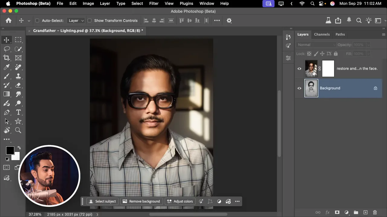 Restored and colorized old photo example