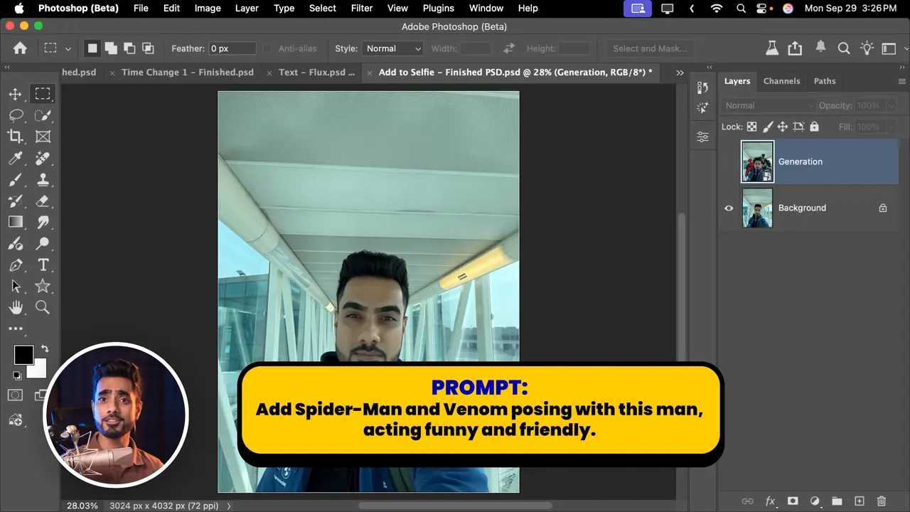 Adding characters like Spider-Man and Venom to a selfie